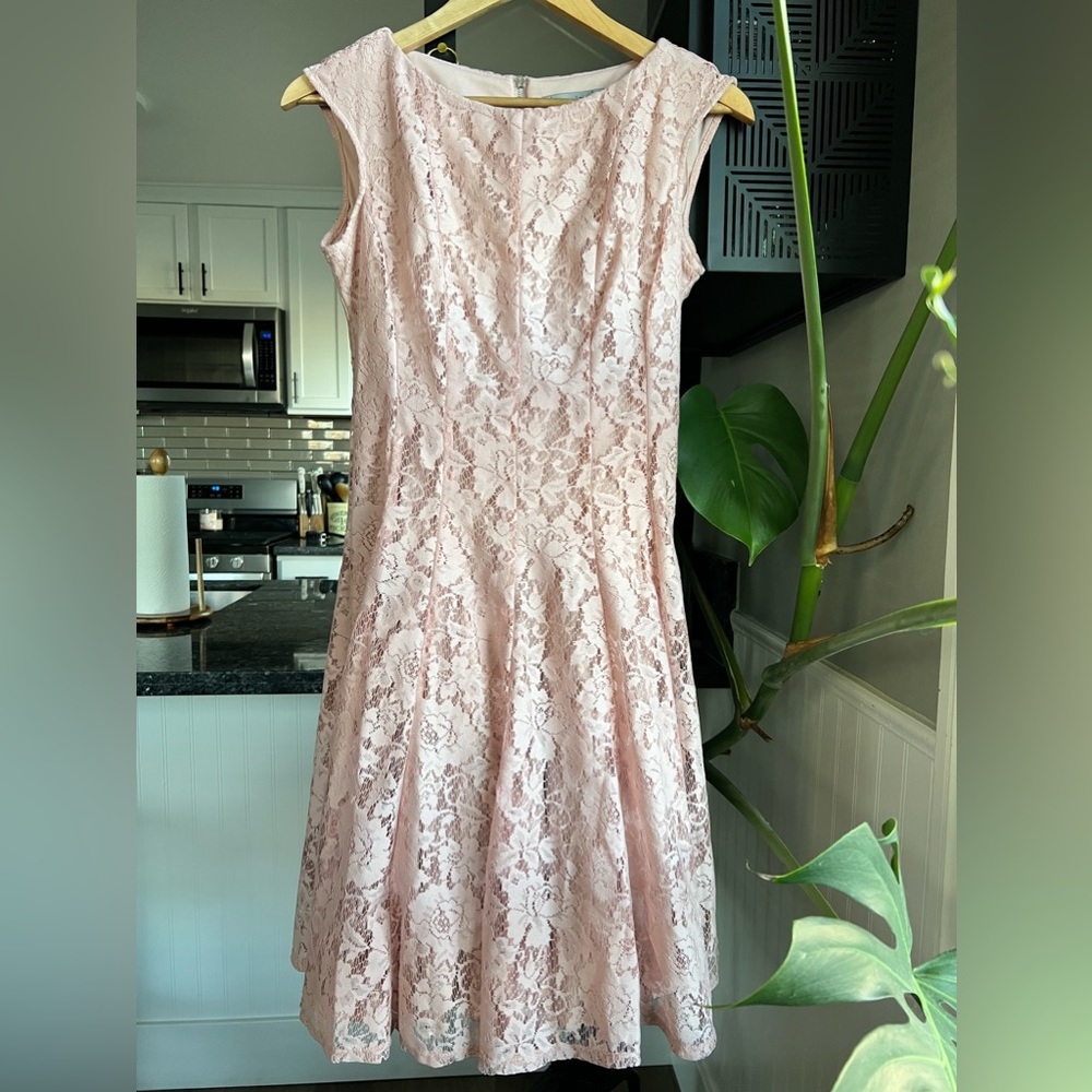 Danny & Nicole pink fit and flare midi dress